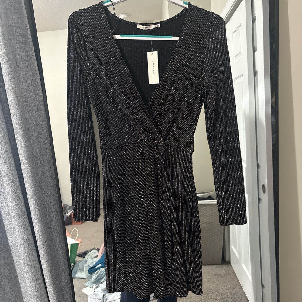 Francesca's Collections Black Dress with Silver Accents